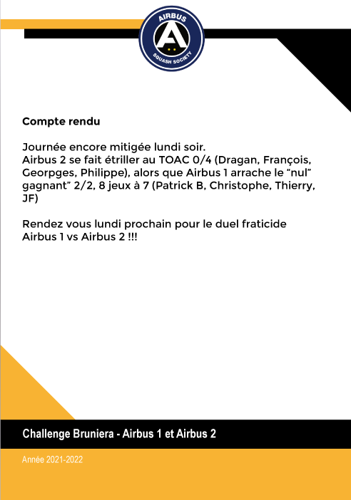 Compte rendu Challenge BRUNIERA - 11 Octobre 2021