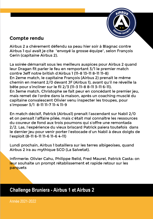 Compte rendu Challenge BRUNIERA - 18 Octobre 2021